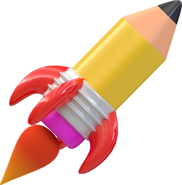 Yellow Rocket Pencil 3D